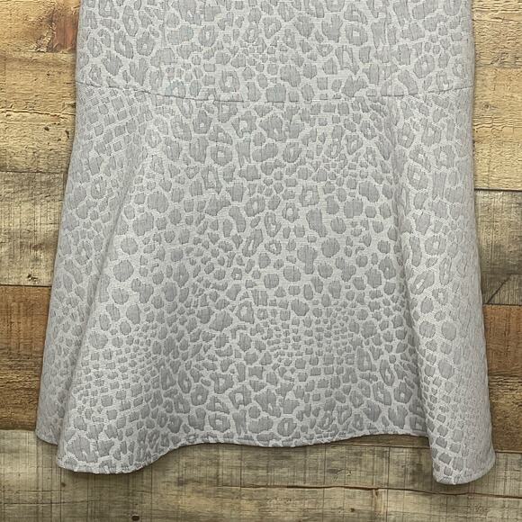 Tibi Rime Jacquard Flirty Fit And Flare Sleeveless Dress Gray Leopard SZ 10 - Picture 3 of 9